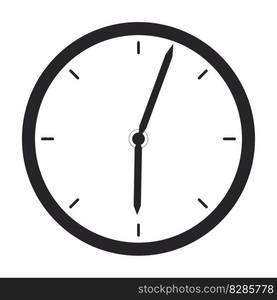 Minimalistic wall clock dial monochrome flat vector object. Editable black and white icon. Full sized element. Simple thin line art spot illustration for web graphic design and animation. Minimalistic wall clock dial monochrome flat vector object