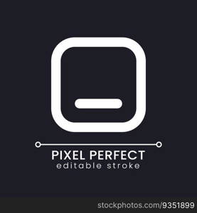 Minimize button pixel perfect white linear ui icon for dark theme. Website size control. Vector line pictogram. Isolated user interface symbol for night mode. Editable stroke. Poppins font used. Minimize button pixel perfect white linear ui icon for dark theme