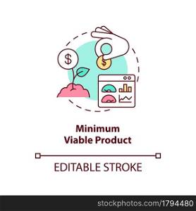 Minimum viable product concept icon. Early business development. Investment in company. Startup launch abstract idea thin line illustration. Vector isolated outline color drawing. Editable stroke. Minimum viable product concept icon