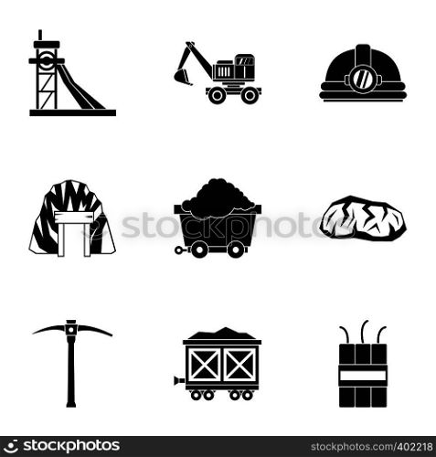 Mining activities icons set. Simple illustration of 9 mining activities vector icons for web. Mining activities icons set, simple style
