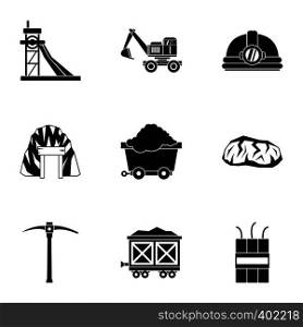 Mining activities icons set. Simple illustration of 9 mining activities vector icons for web. Mining activities icons set, simple style