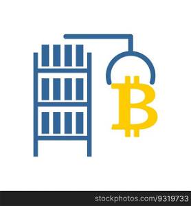 Mining bitcoin farm icon. Extraction of Cryptocurrency sign. Racks of GPU symbol. Vector illustration 