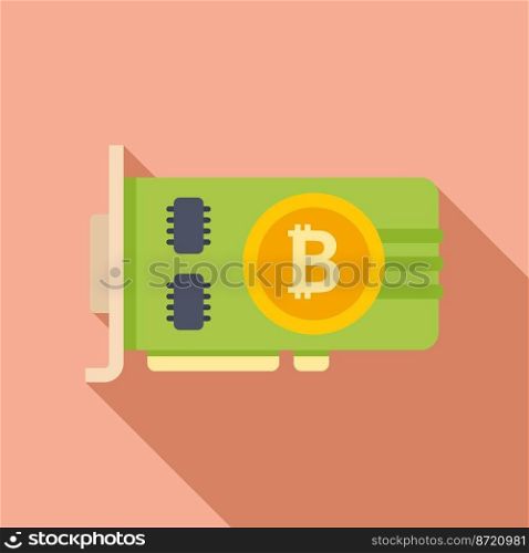 Mining card icon flat vector. Crypto money. Finance payment. Mining card icon flat vector. Crypto money