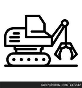 Mining excavator icon. Outline mining excavator vector icon for web design isolated on white background. Mining excavator icon, outline style