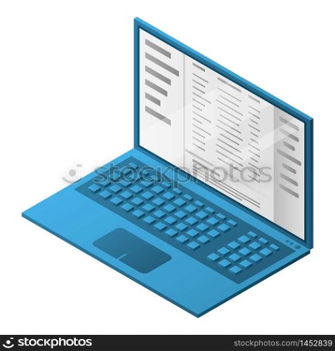 Mining farm laptop icon. Isometric of mining farm laptop vector icon for web design isolated on white background. Mining farm laptop icon, isometric style