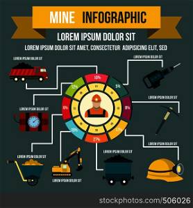 Mining infographic in flat style for any design. Mining infographic, flat style