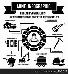 Mining infographic in simple style for any design. Mining infographic, simple style