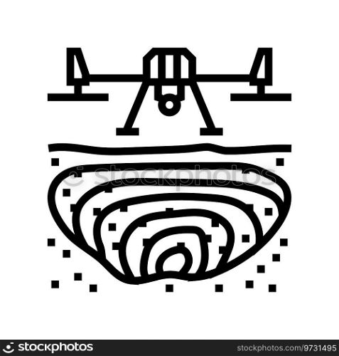 mining operations drone line icon vector. mining operations drone sign. isolated contour symbol black illustration. mining operations drone line icon vector illustration