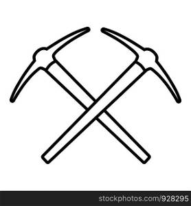 Mining pickaxe icon. Outline illustration of mining pickaxe vector icon for web design isolated on white background. Mining pickaxe icon , outline style