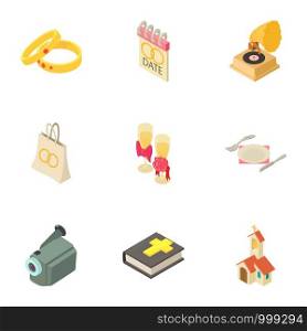 Ministration icons set. Isometric set of 9 ministration vector icons for web isolated on white background. Ministration icons set, isometric style