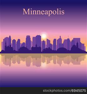Minneapolis city silhouette on sunset background vector illustration