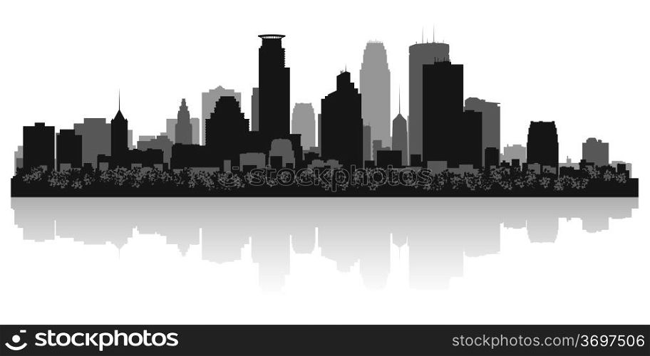 Minneapolis USA city skyline silhouette vector illustration