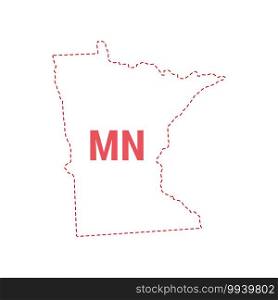 Minnesota US state map outline dotted border. Vector illustration. Two-letter state abbreviation.. Minnesota US state map outline dotted border