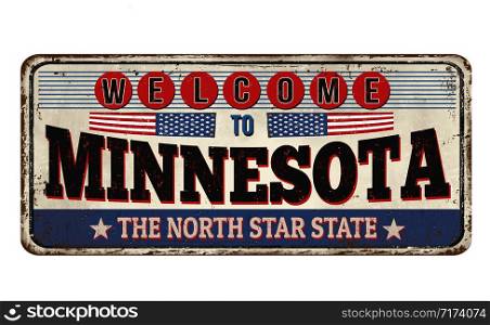 Minnesota vintage rusty metal sign on a white background, vector illustration