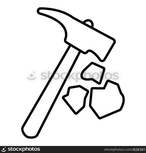 Minning hand hammer icon. Outline illustration of minning hand hammer vector icon for web design isolated on white background. Minning hand hammer icon , outline style