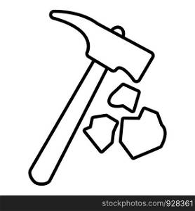 Minning hand hammer icon. Outline illustration of minning hand hammer vector icon for web design isolated on white background. Minning hand hammer icon , outline style