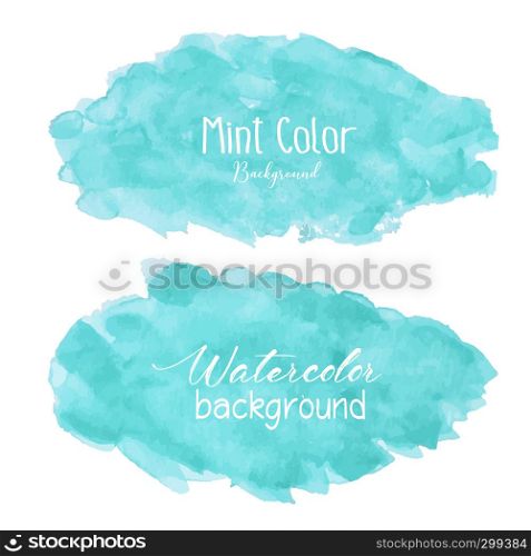 Mint abstract watercolor background. Watercolor element for card. Vector illustration.