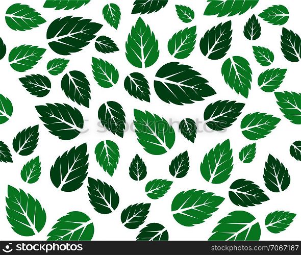 Mint fresh leaves Vector background pattern