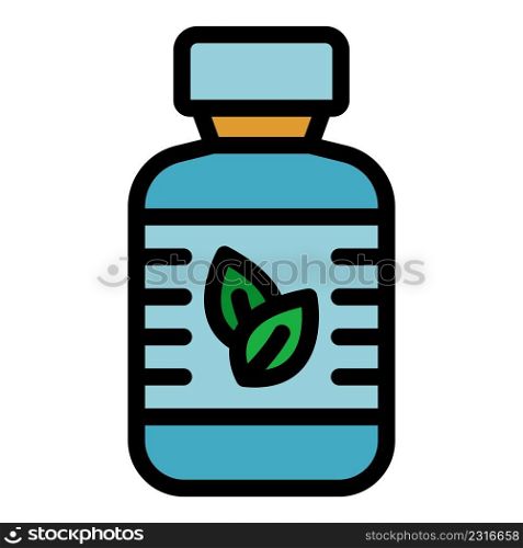 Mint herbal mouthwash icon. Outline mint herbal mouthwash vector icon color flat isolated. Mint herbal mouthwash icon color outline vector