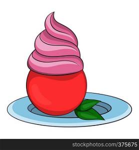 Mint ice cream icon. Cartoon illustration of ice cream vector icon for web design. Mint ice cream icon, cartoon style