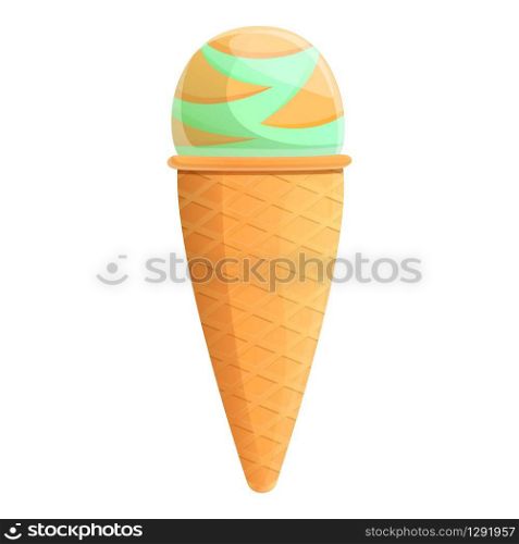 Mint ice cream icon. Cartoon of mint ice cream vector icon for web design isolated on white background. Mint ice cream icon, cartoon style