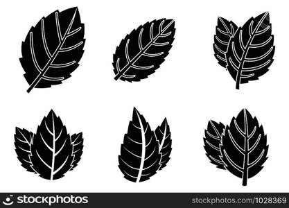 Mint leaf icons set. Simple set of mint leaf vector icons for web design on white background. Mint leaf icons set, simple style