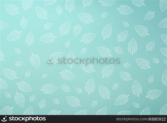 Mint leaf pattern, Green mint gradient mesh Background, copy space, Vector illustration