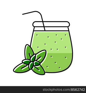 mint smoothie fruit juice food color icon vector. mint smoothie fruit juice food sign. isolated symbol illustration. mint smoothie fruit juice food color icon vector illustration