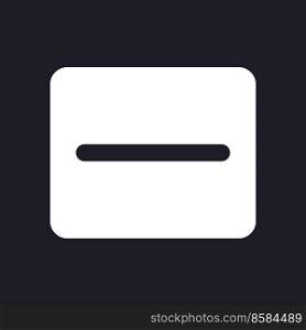 Minus dark mode glyph ui icon. Delete from chat. Subtraction sign. User interface design. White silhouette symbol on black space. Solid pictogram for web, mobile. Vector isolated illustration. Minus dark mode glyph ui icon