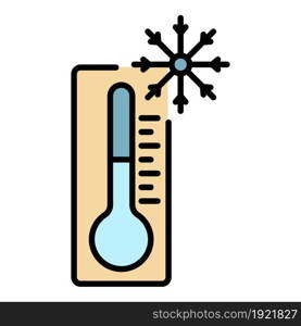 Minus thermometer icon. Outline minus thermometer vector icon color flat isolated on white. Minus thermometer icon color outline vector
