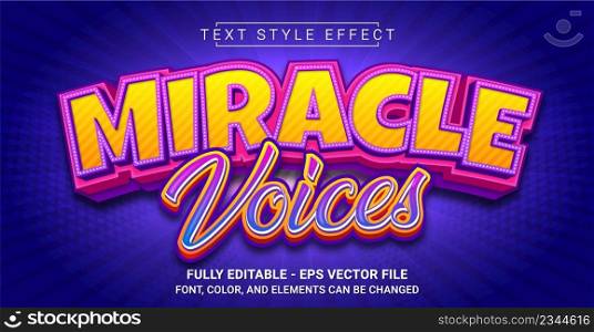 Miracle Voices Text Style Effect. Editable Graphic Text Template.