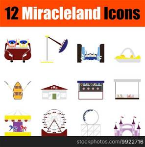 Miracleland Icon Set. Flat Design. Fully editable vector illustration. Text expanded.