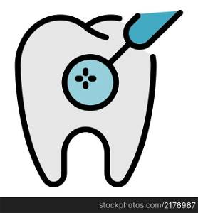 Mirror and tooth icon. Outline mirror and tooth vector icon color flat isolated. Mirror and tooth icon color outline vector