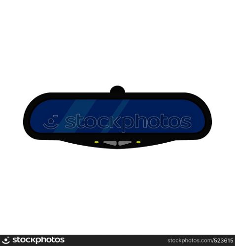 Mirror car automobile drive vector illustration. Rear view auto transport isolated behind glass road. Inside frame icon
