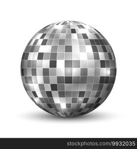 Mirror disco ball isolated. Night Club party design element.. Mirror disco ball isolated.