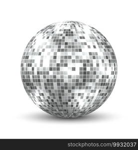 Mirror disco ball isolated. Night Club party design element.. Mirror disco ball isolated.