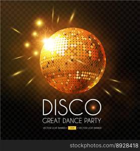 Mirror disco ball rays and transparent light vector image