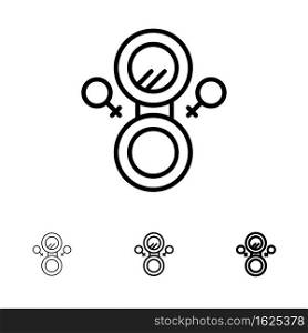Mirror, Eight, Symbol Bold and thin black line icon set