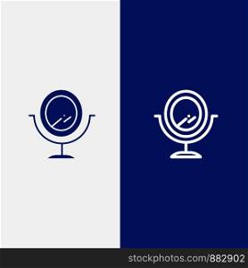 Mirror, Fashion Line and Glyph Solid icon Blue banner