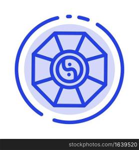 Mirror, FengShui, China, Chinese Blue Dotted Line Line Icon