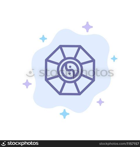 Mirror, FengShui, China, Chinese Blue Icon on Abstract Cloud Background