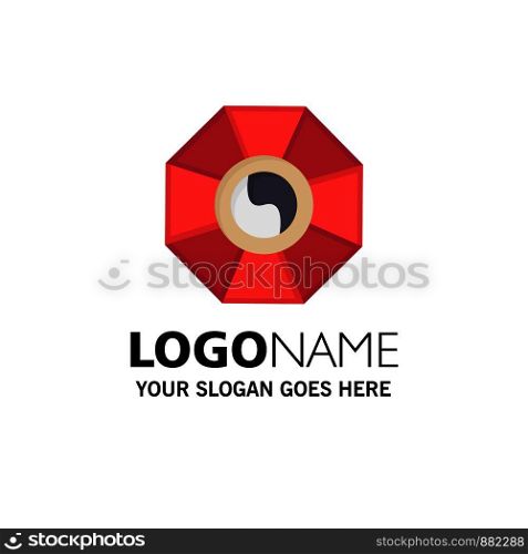 Mirror, FengShui, China, Chinese Business Logo Template. Flat Color