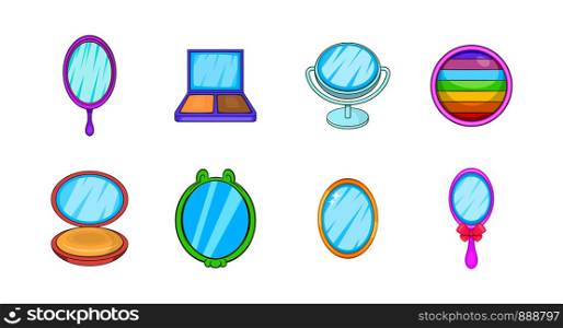 Mirror icon set. Cartoon set of mirror vector icons for your web design isolated on white background. Mirror icon set, cartoon style