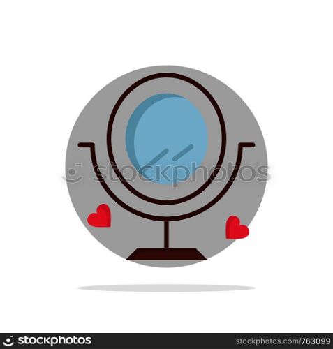 Mirror, Love, Wedding, Heard Abstract Circle Background Flat color Icon
