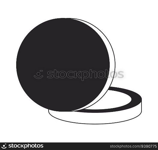 Mirror with blush flat monochrome isolated vector object. Face cosmetic makeup powder. Editable black and white line art drawing. Simple outline spot illustration for web graphic design. Mirror with blush flat monochrome isolated vector object