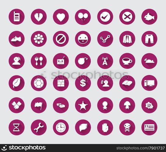 miscellaneous flat icon set with long shadow for web and mobile #04