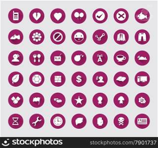 miscellaneous flat icon set with long shadow for web and mobile #04