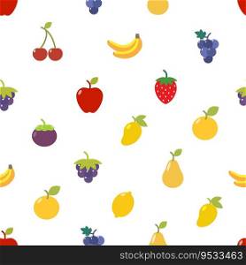 Miscellaneous fruits seamless pattern. Background with colored tropical fruit illustration.