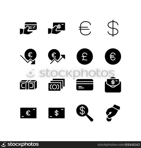 Miscellaneous icons of wealth with banknotes