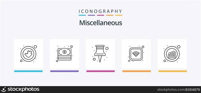 Miscellaneous Line 5 Icon Pack Including overview. archive. wifi. connection. Creative Icons Design